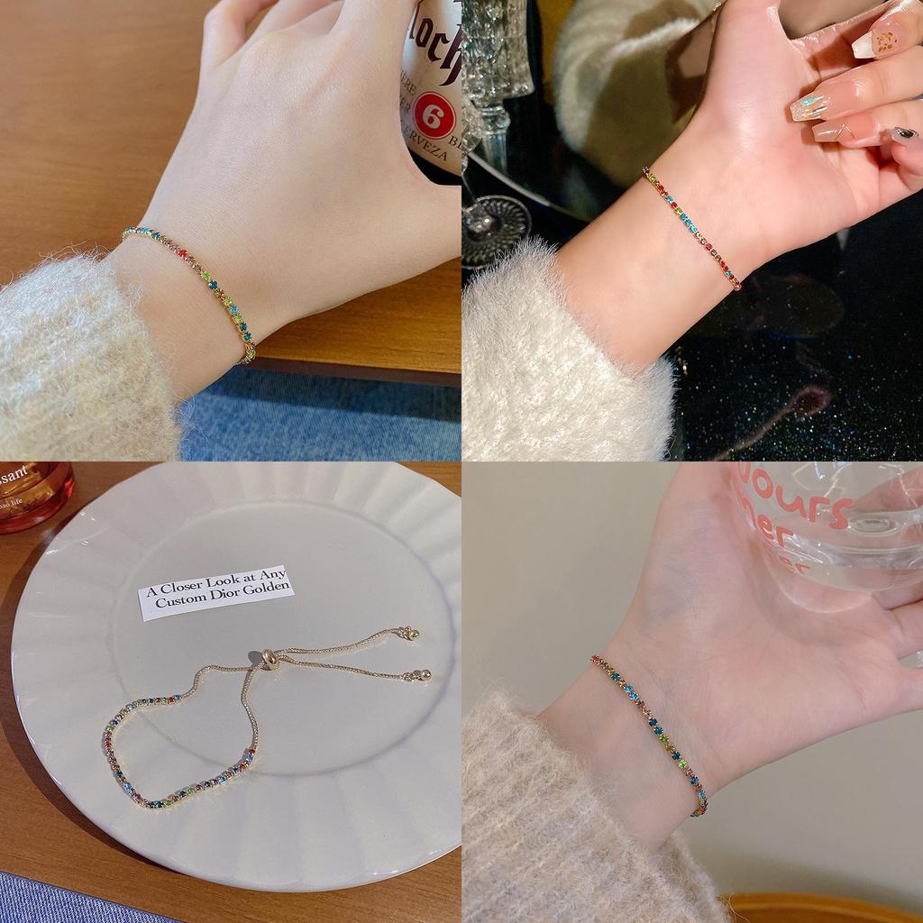 Trendy Geometric Style Womens Pull Bracelet Highquality Copper With Colorful Zircon Stones Perfect For Employee Benefits A And