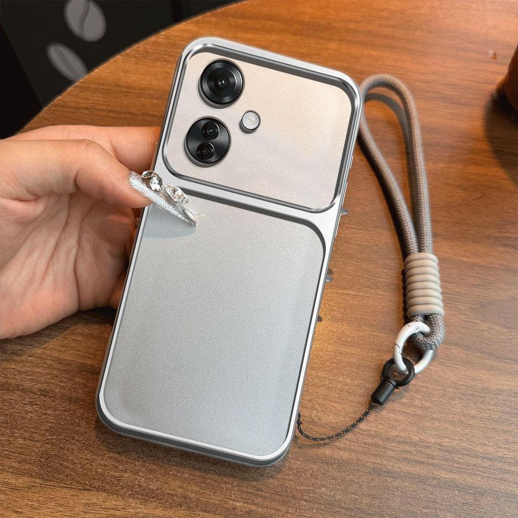 Luxury Big Window Phone Case with Lanyard for OPPO Reno11 F 5G Premium Textured Casing