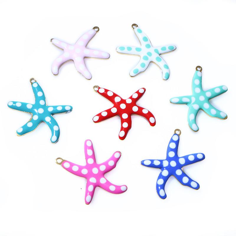 10pcs 2-Sizes Stainless Steel Starfish Charms Pendant Enamel DIY Jewelry Making Accessories Findings Bracelet Necklace Earrings