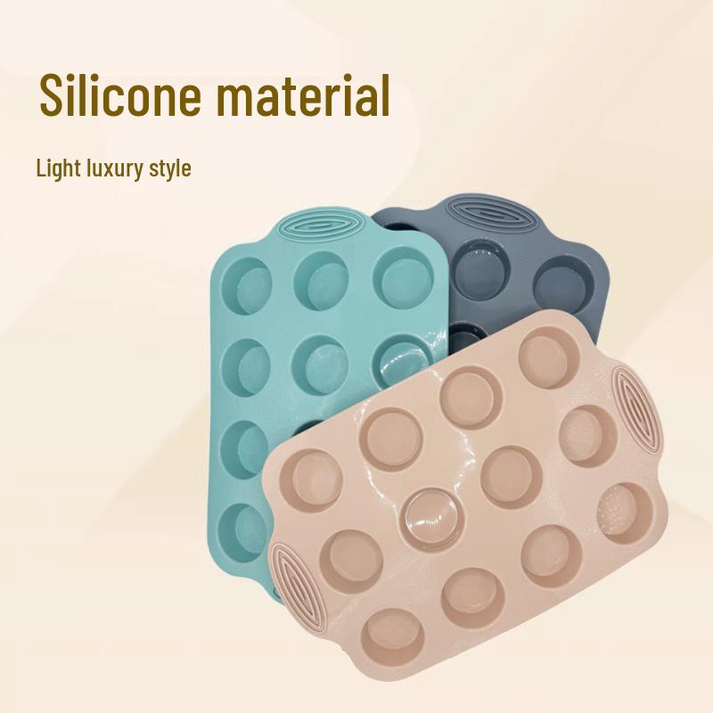 Non-Slip Silicone 12-Cavity Round Muffin and Cake Mold