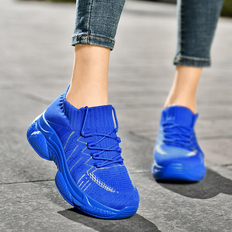 

Женские кроссовки на танкетке, женские, увеличивающие рост, на толстой платформе, повседневные, элегантные, женские, синие, красные, желтые, белые, черные, на толстой подошве, большой размер EU:44 синий