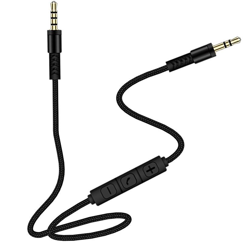 1.2 M Audio Cable 3.5 Mm Mobile Phone Connection Headphone Cable Speaker Cable Male To Male With Microphone Control Tuning Cable