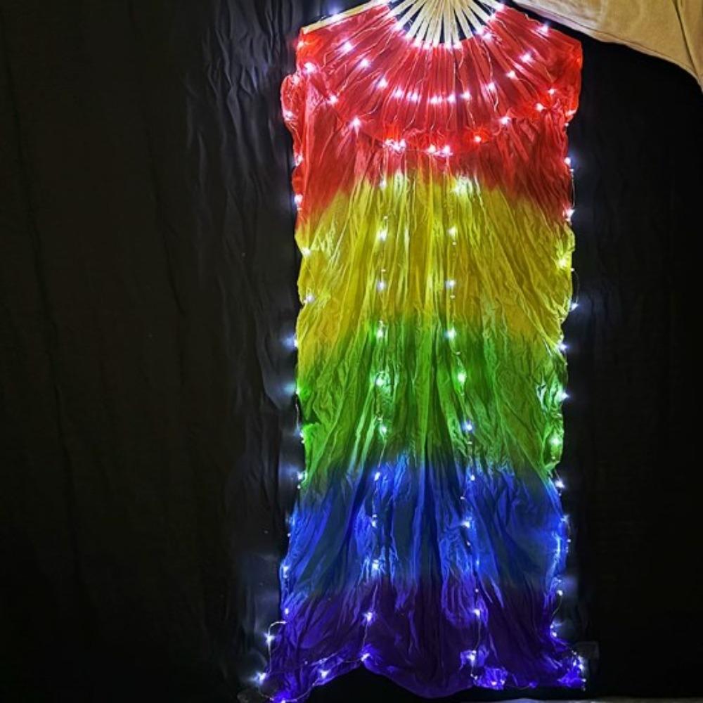 Evantai lung din mătase cu LED-uri imitație de raion, 1,5 m, pentru dansatori, practică, accesorii de dans
