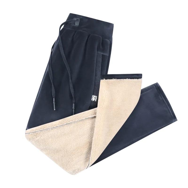 

Men s Winter Plus Size Cashmere Pants Warm Male Casual Lined Fleece Trousers L сине серый