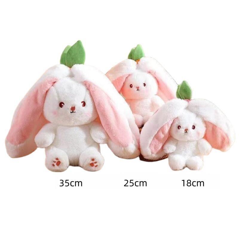 

Мультяшный милый клубничный кролик, плюшевая игрушка, мягкая креативная сумка в куклу-трансформер с фруктами 35cm розовый