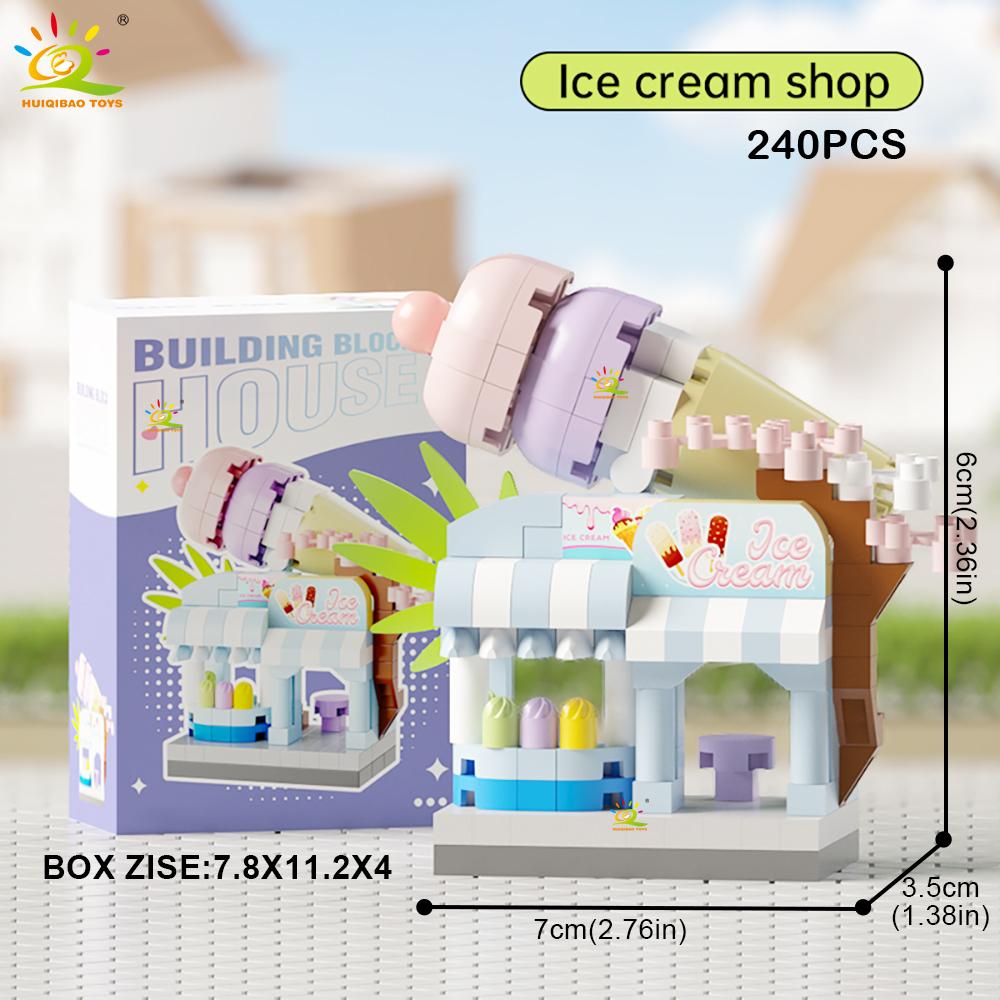 MOC Street Shop model Micro Building Block Burger Fried Flower Model Mini Brick Toy for Children Desk Decoration