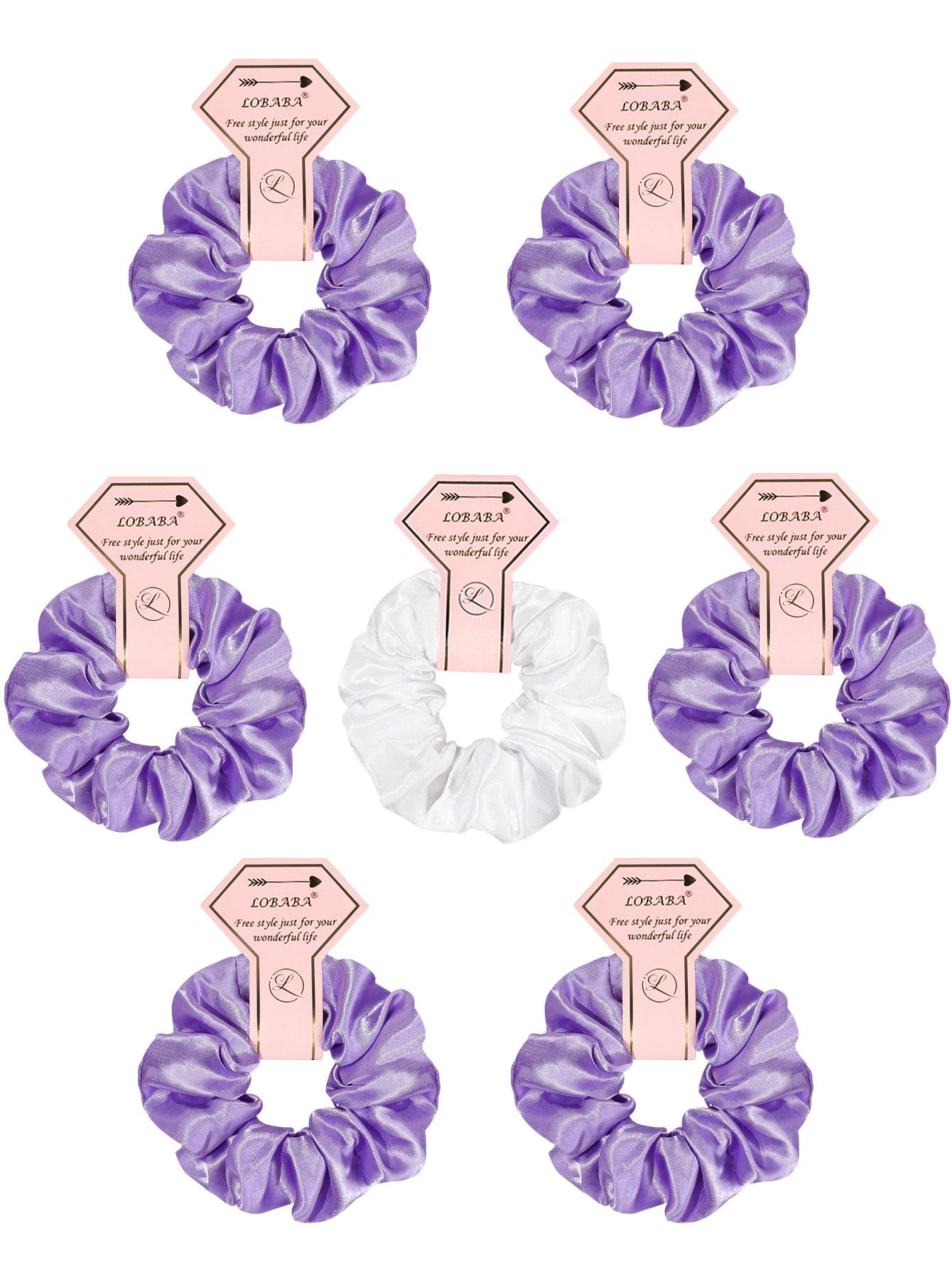 

7 штук атласных резинок для волос для густых вьющихся волос женщин, большие держатели для хвоста, резинки для волос, милые, без заломов, не повреждающие, для конских хвостов