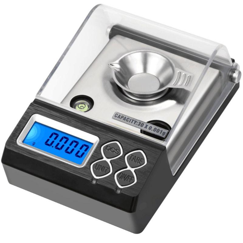 30G x 0.001g High Precision Digital Scale Gem Powder Scale Milligram Includes Read in g /oz/ozt/for T/ct/gn Switchable B