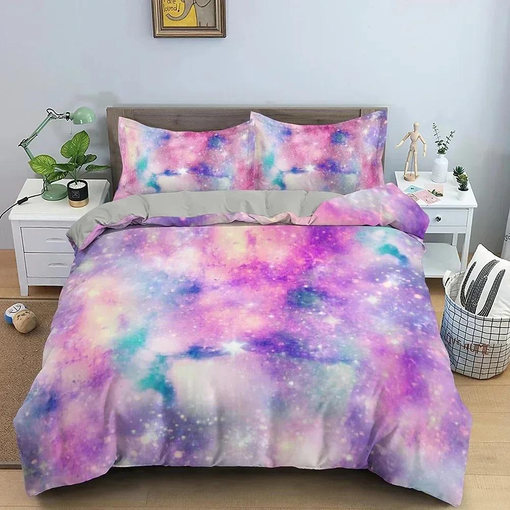 3D Sternenhimmel Bettbezug Set Luxus Galaxy Druck Bettwäscheset King Queen Full Bettdeckenbezug mit Kissenbezug Schlafzimmerdeko