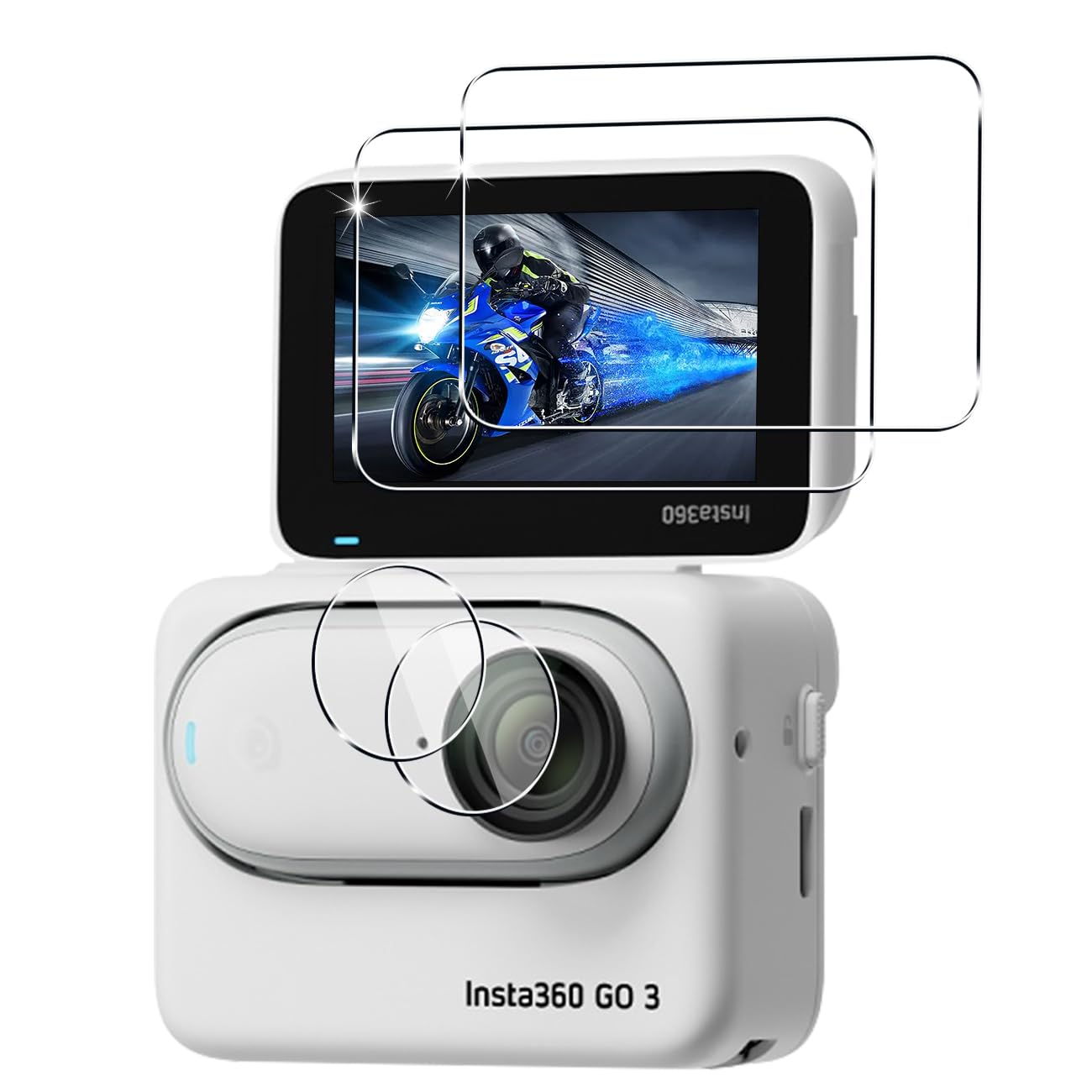 

Compatible with Insta360 Tempered Glass Screen Protectors Lens Protectors for Insta360 Made with Asahi a high 9H 3D Touch fingerprint and smudge and