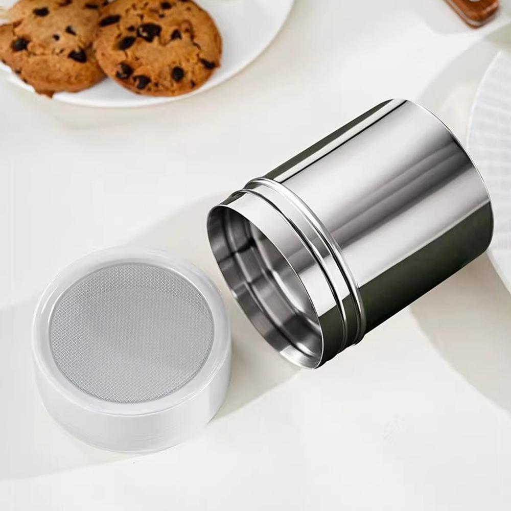 1PC Duster With Cover Cocoa Powder Coffee Stainless Steel Duster Fine Mesh Bucket Seasoning Bottle