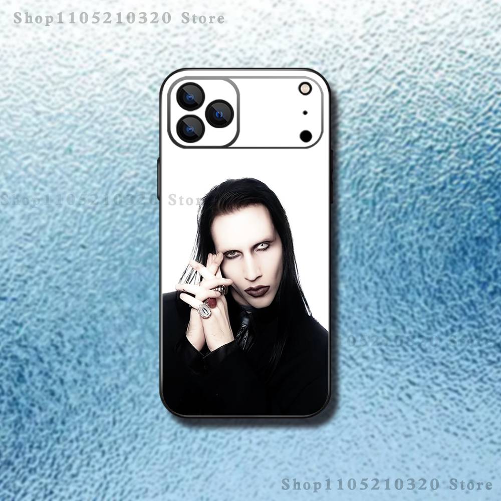 M-Marilyn M-Manson Phone Case For iPhone 17,16,15,14,13,12,11,Pro Max,XSX,,XR,SE,Mini,8,7,Soft Silicone Black Cover