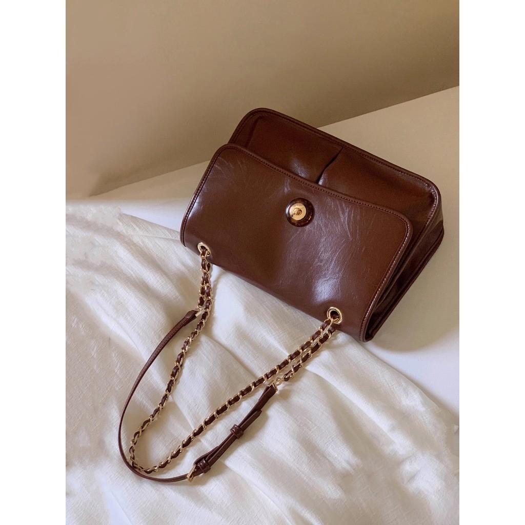 IELGY Brown Messenger Bag, Commuter Soft Leather Large Capacity Shoulder Bag