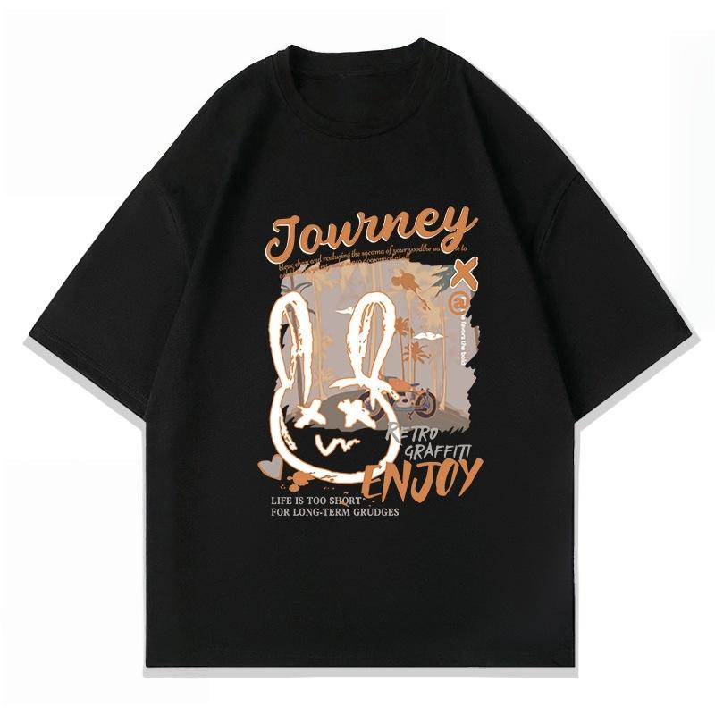 Pure Cotton Men's Summer New Trendy Brand American Retro Loose Trend Handsome T-shirt