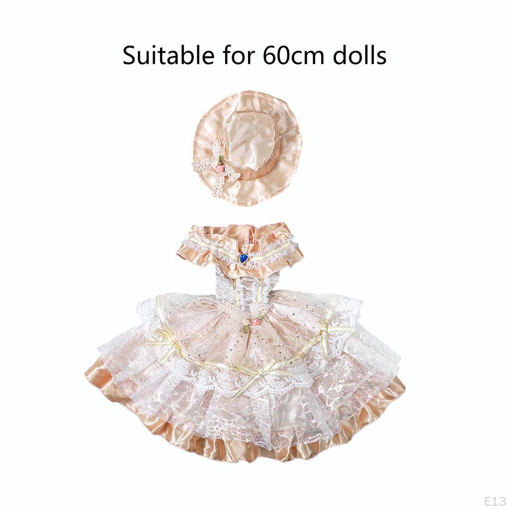 24in Doll Retro Style Dress Simulation Clothes 60cm Girl for 1/3 BJD