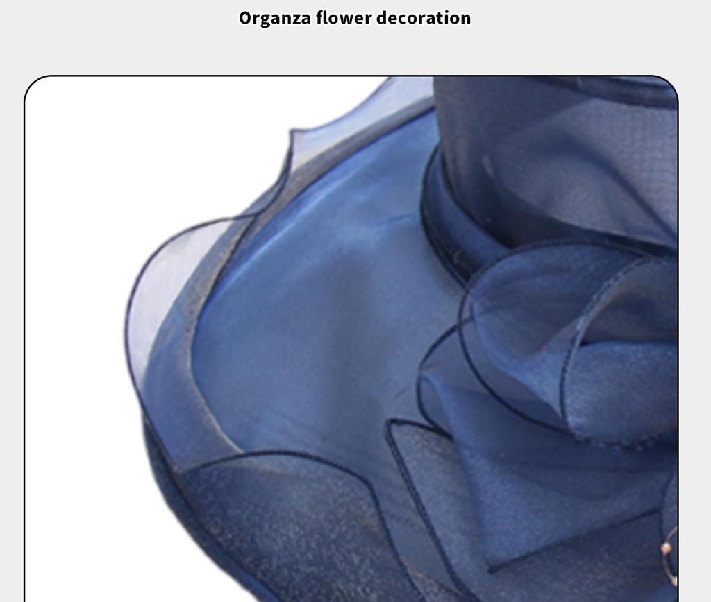 Women's Summer Foldable Sun Hat: European & American Style Fedora with Flower Organza Design
