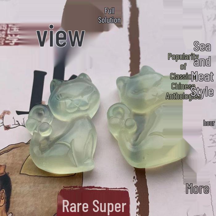 Xiuyan Jade Cat Pendant - Hand-Carved Kitten Ornament