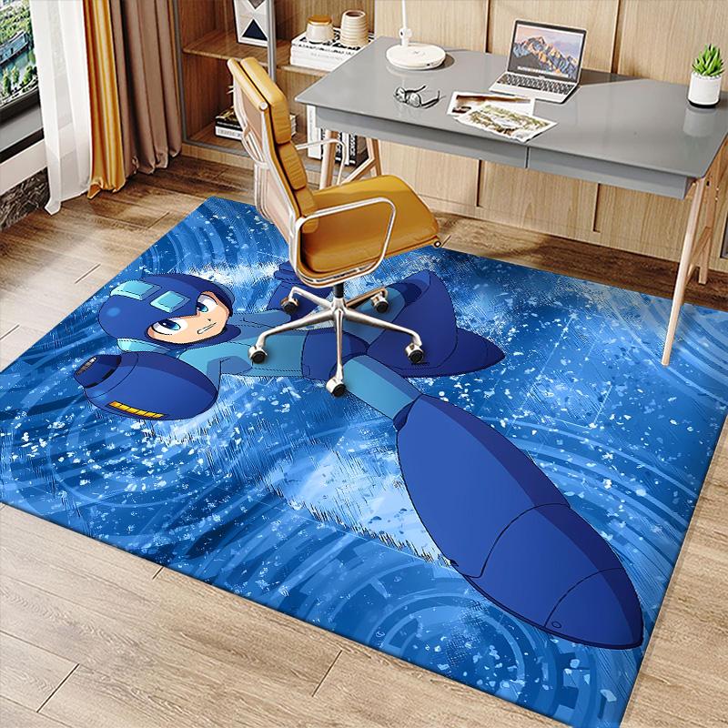 Cartoon Rockman Game Megaman Printed Absorbent Washable Carpet, Non-Slip Bathroom Mats, Kitchen Rugs, Yoga Mat,Living Room Entrance, Camping Picnic Ru