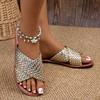 Fad Women's Flats Slippers Designer Square Toe Mules Shoes 2025 Summer New Walking Soft Slides Elegant Dress Sandalias De Mujer
