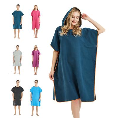 Mikrofiber Poncho Strand Surf Poncho, Super Vattenabsorberande Våtdräkt Ombyteshandduk Badrock