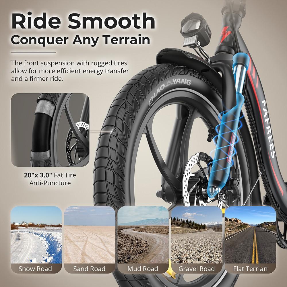Fafrees F20+ Folding Electric Bike, 250W Motor, 36V 20Ah Battery, 20*3.0 Inch Tires, 25km/h Max Speed