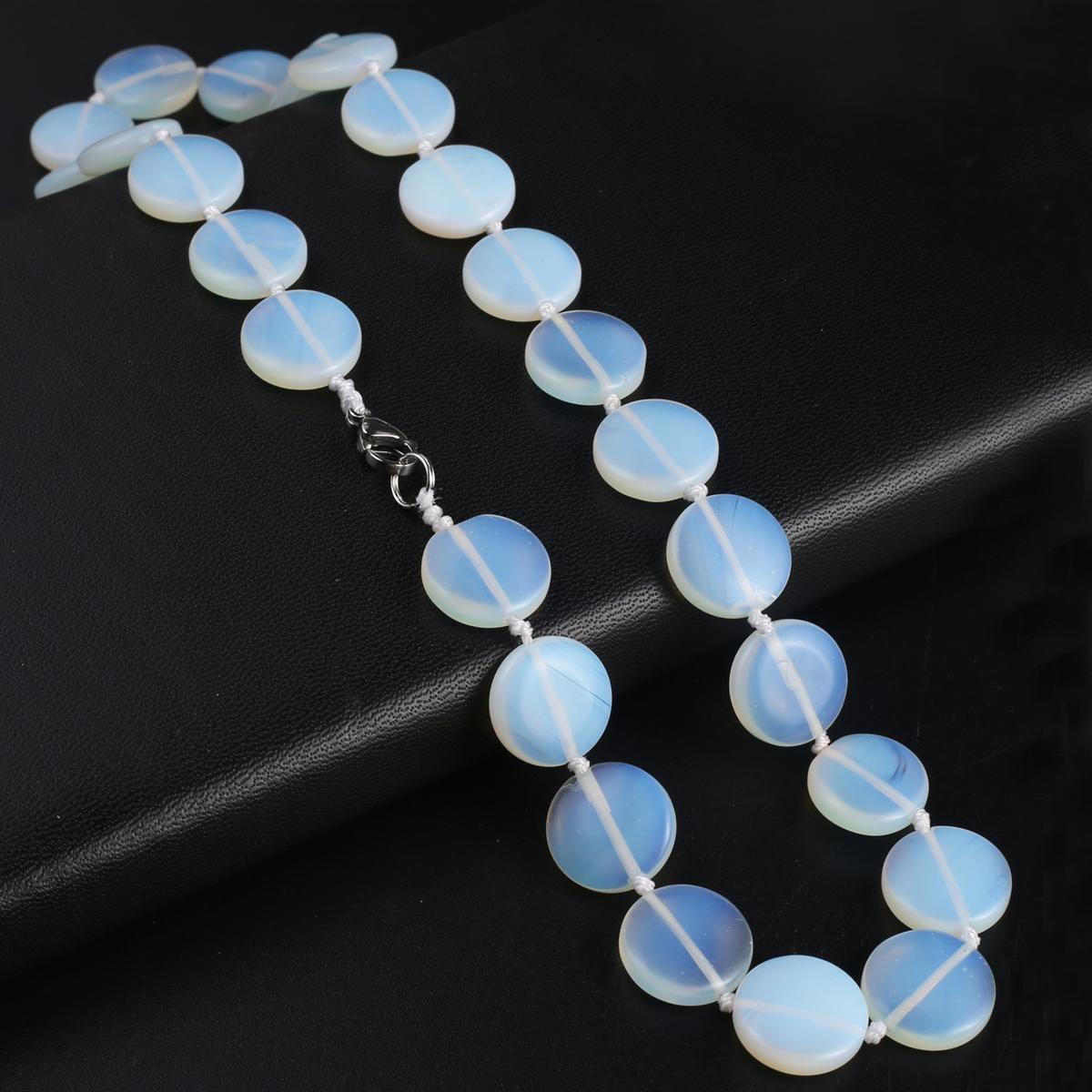 

Женское ожерелье из натурального камня с опалом, нерегулярные бусины, подвески для подарка на день рождения, длина 45 см 45cm