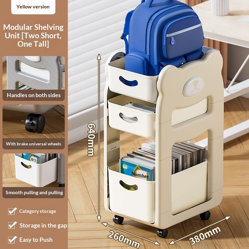 Multifunctional Mobile Bookshelf Cart for Desk Backpack Snack Storage Student Study Organizer Home Dormitory Space Saving Shelf