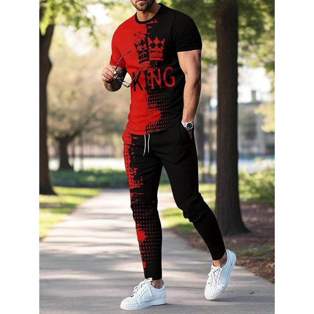 Men's Warm T-shirts And Pants Sets Outdoor Sports Training  Street Style Fashionable Pants