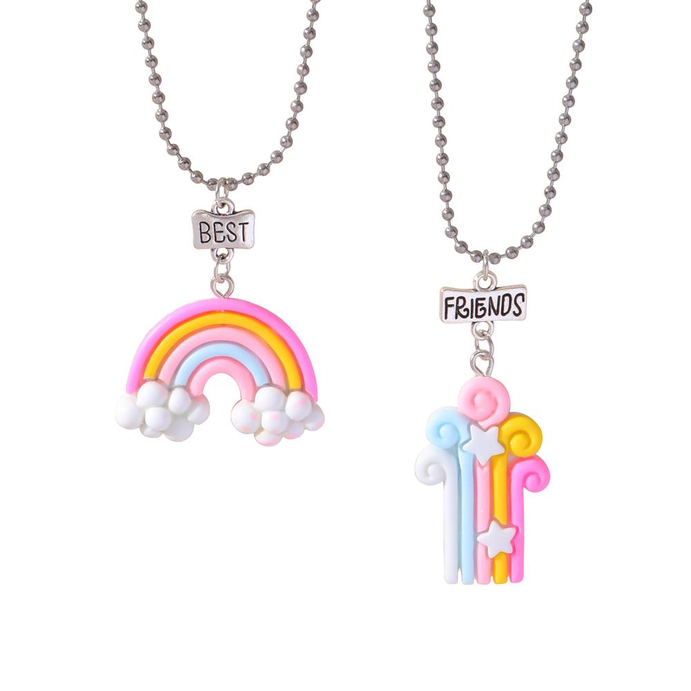 15 Stil Polymer Clay Anhänger Best Friends Halsketten Set BFF Fimo Regenbogen Lutscher Eiswaffeln Anhänger Perlen Kette Kinder Geschenk