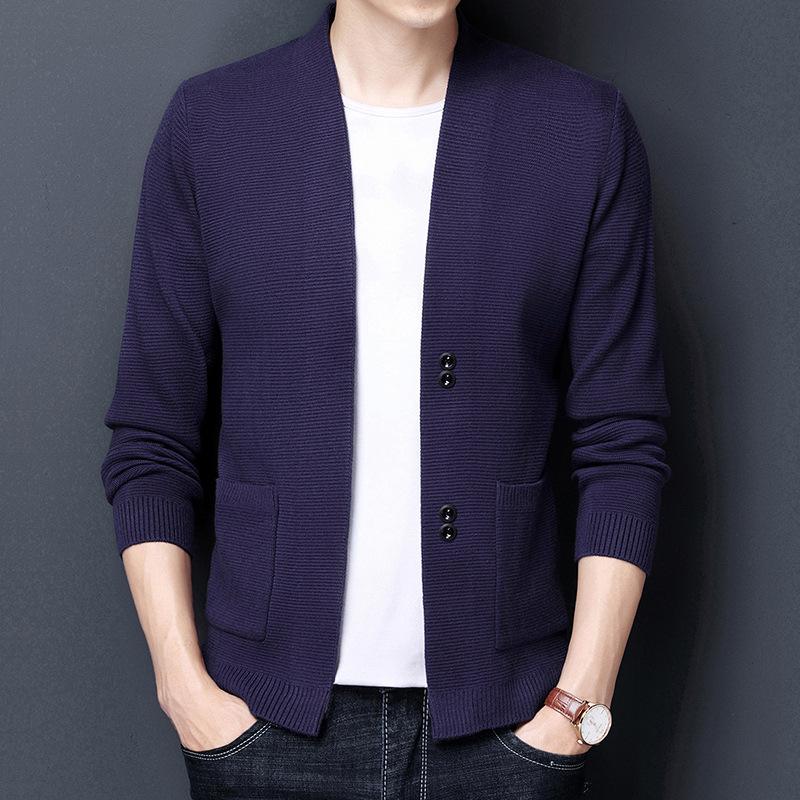 Manteau en tricot à quatre boutons pour homme, version coréenne, à la mode printemps-automne
