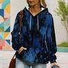 Women Plus Size Long Sleeve Drawstring Hoodie Watercolor Floral Printed Kangaroo Pocket Pullover
