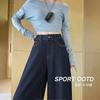 Summer Thin Denim Dark Blue High Waist Straight Jeans Women's High Waist Loose Drop Skinny Wide Leg Pants