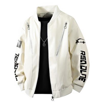 Nuova Giacca in Pelle da Motociclista Giacca in Pelle da Uomo Giacca da Uomo Monocolore Stampata Giacca da Corsa da Uomo Stile Hong Kong Coppia