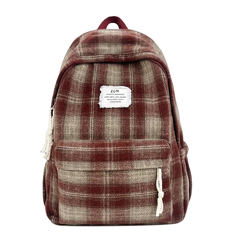 Schoolbag backpack 1011 new retro plaid autumn and winter backpack Japanese girl college student literary and versatile schoolbag
