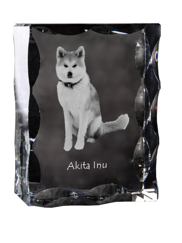 Akita, Akita Inu - Crystal with a Picture of a Dog, Glass Statuette with a Picture, Unique Frame with a Picture from Art-Dog Brand