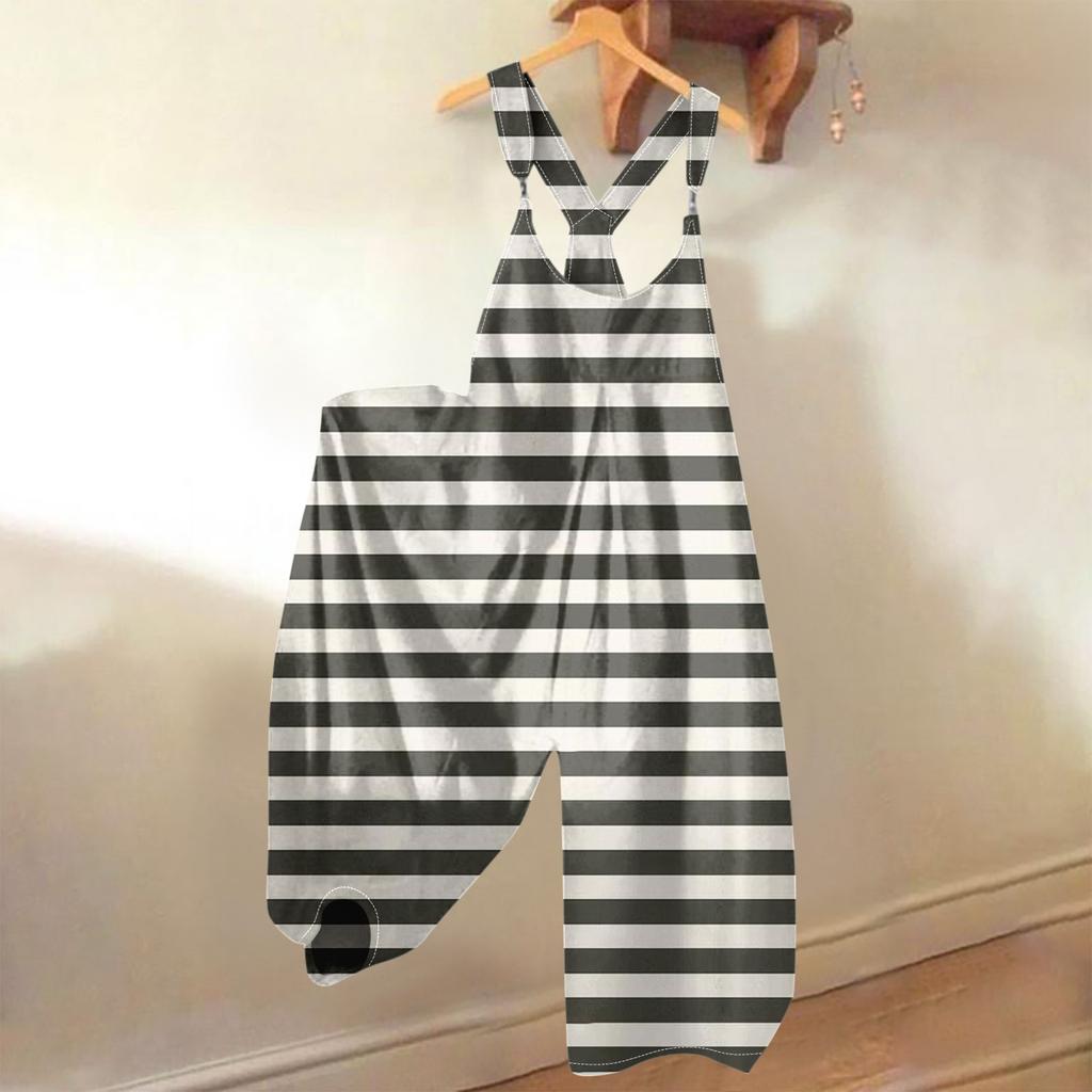 Damen Sommer Overalls Blumendruck Vintage Jumpsuit (Nicht verstellbare Träger)