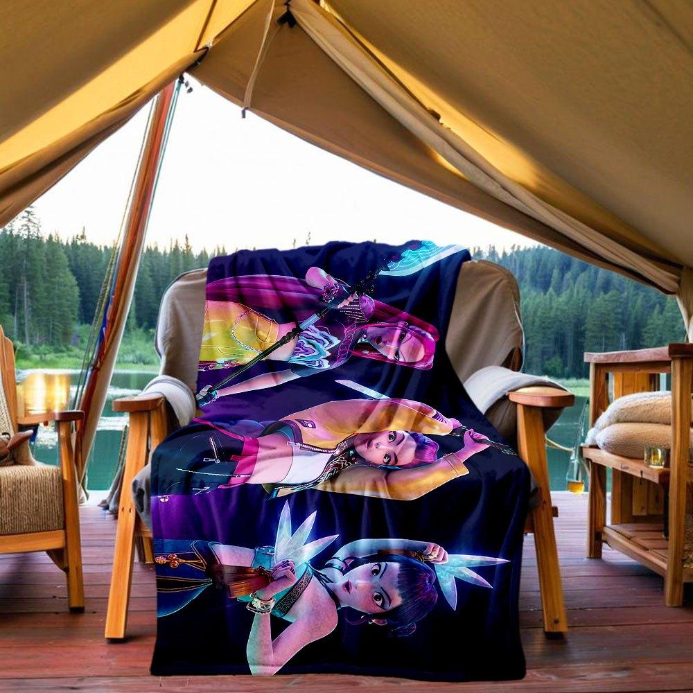 Neon Warrior Trio: Vibrant Anime Character Prints Blanket Lightweight Flannel Throw Blanket for Sofa, Bed, Travel, Camping, Livingroom, Off 130x150cm