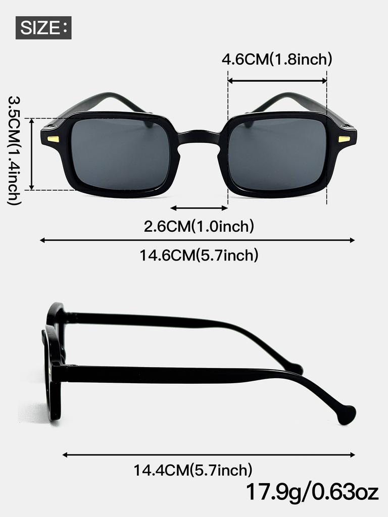 6Pcs Stylish Rectangular Frames Eyeglasses Set with Rice Nail Decoration Stylish Popular Color Suitable for Holiday Gifts