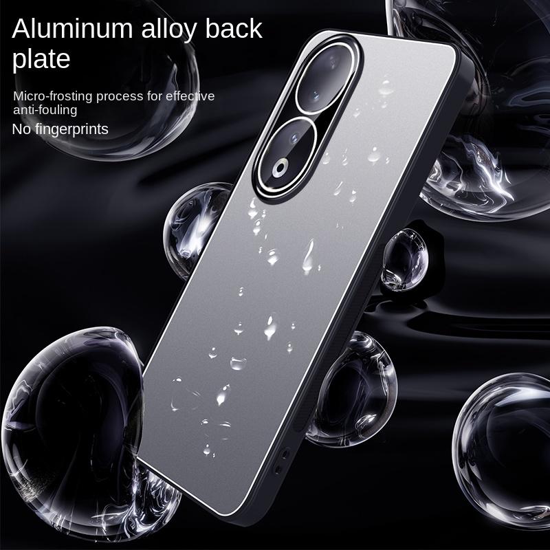 For Honor 90 90 Pro AG Aluminum Alloy TPU Soft Lens Integrated Anti-Slip Phone Case