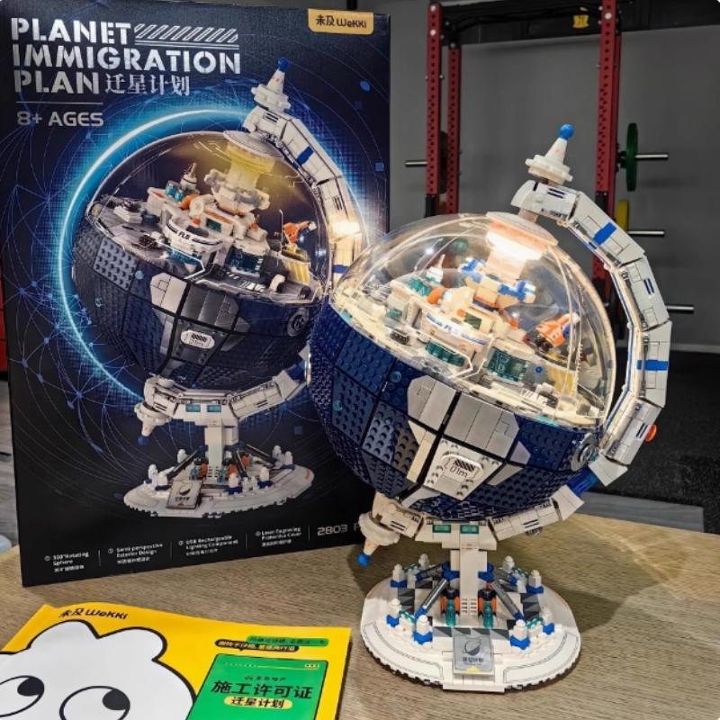 Migration Plan Moc Earth Model Building Blocks 360° Rotation Assembly Fashion Toy Decorations Boy Gift Assembly Building Blocks