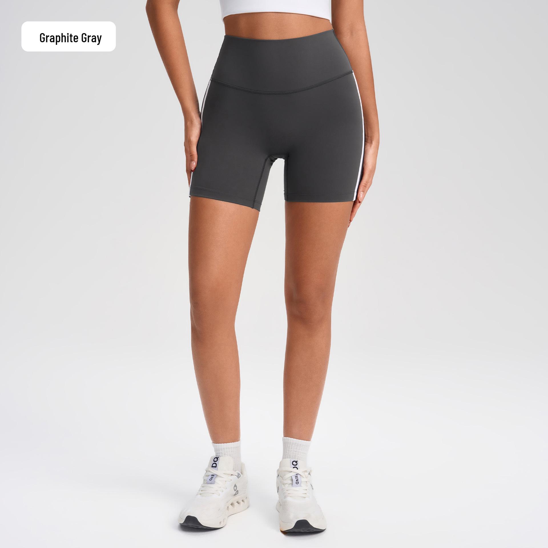 

High-Waisted Color Block Women’s Yoga Shorts, Tummy Control & Butt Lifting, 3/4 Length for Running & Fitness (YG-1002) 6 (EU) графітовий сірий колір