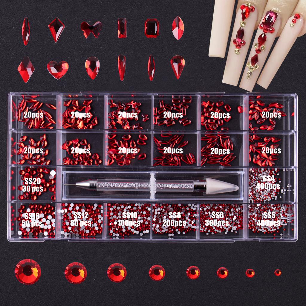 Nail Art 21 Grid Rhinestone Box Nail Art Diamond Flat Bottom Special-Shaped Diamond Nail Rhinestone Nail Art Jewelry Set