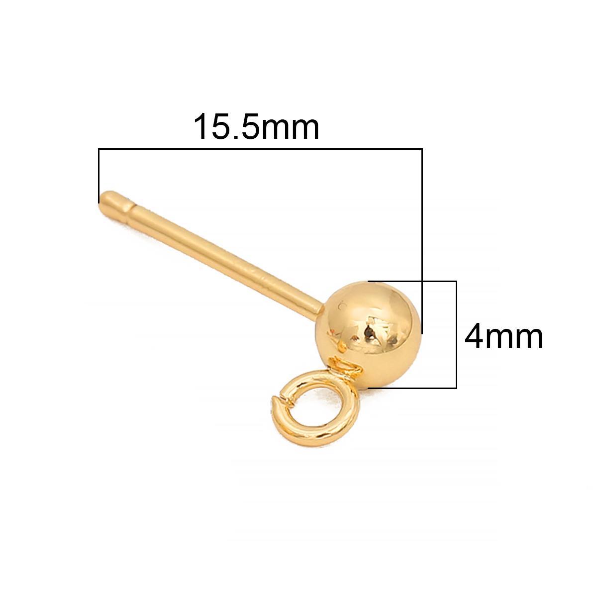 

2шт медные шариковые серьги-гвоздики высокого качества Diy DIY Изготовление ювелирных изделий Поиск аксессуаров 4mm золотистый