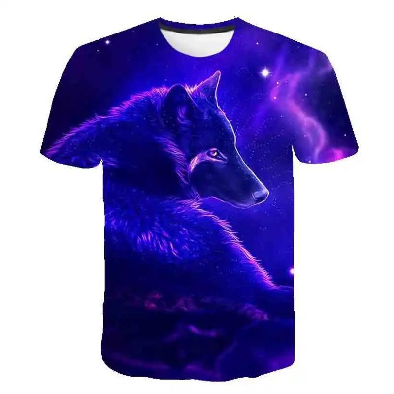 Maglietta Bambini Ragazzi Stampa 3D Animale Lupo Manica Corta Top Estivi Casual dai 2 agli 8 Anni Vestiti per Bambini T-Shirt Bambina
