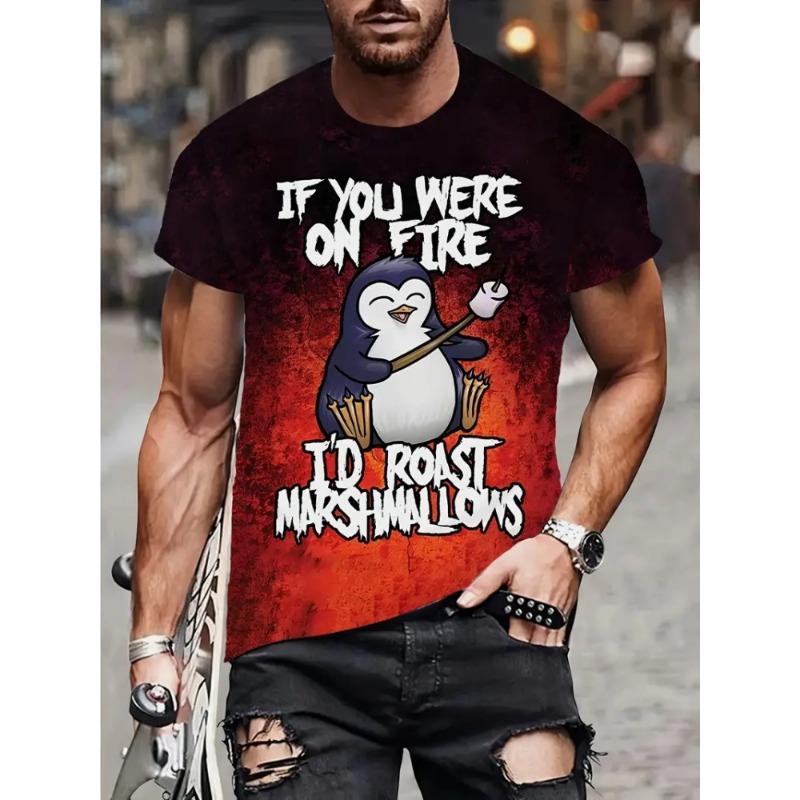 Funny Cartoon Animal Print Men's Fashion Short-sleeved Harajuku Street Fashion Comfortable And Breathable Men's T-shirt