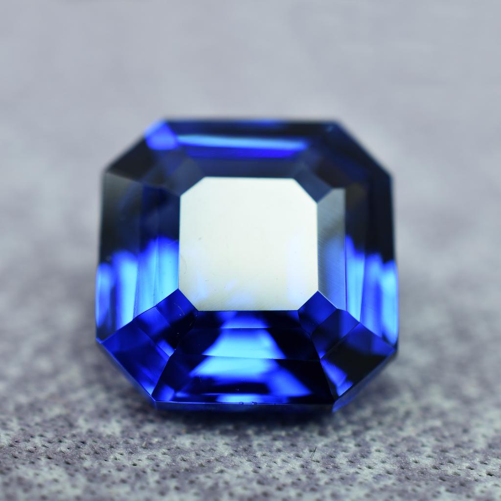 Natural Blue Ceylon Sapphire 10ct Square Cut Flawless Certified Loose Gemstone