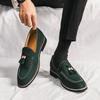 Soft Loafers Black Flat Men's Leather Shoes with Tassels Suede Male Casual Shoe Moccasin Pointed Toe Common Low Price Adults Pu