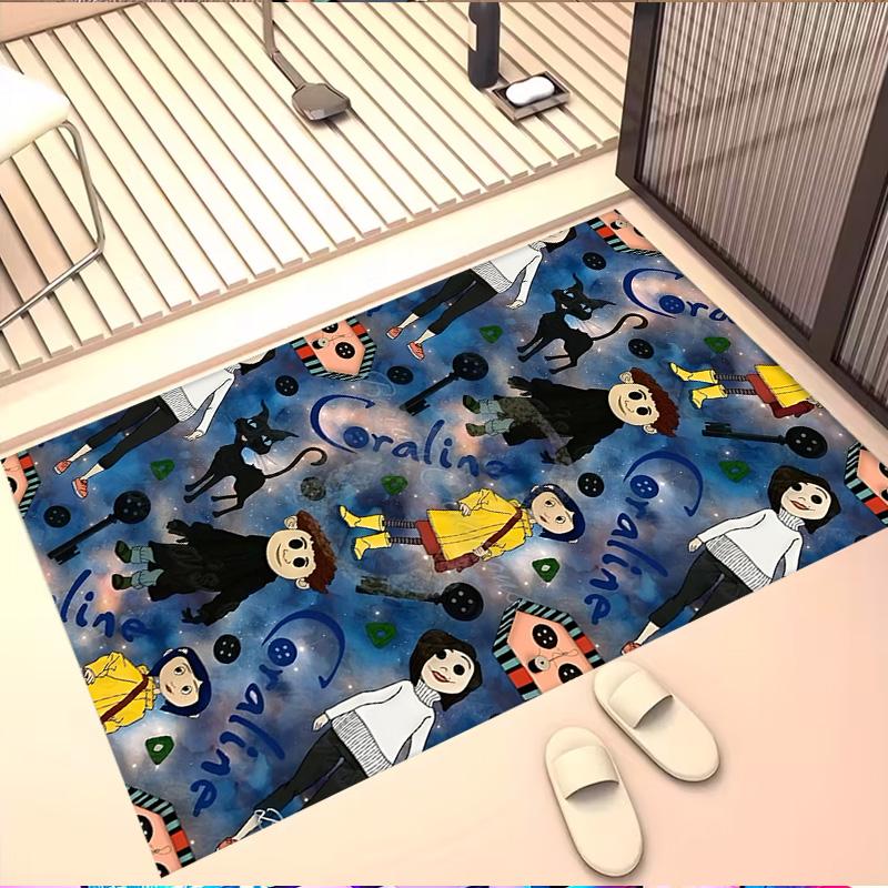 Coraline Print Rug, Washable Floor Carpet, For Entryway Dorm Laundry Room Office Study, Home Decor Birthday Christmas Gift