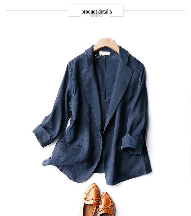 Women's Slimming One-Button Cotton Linen Blazer - Trendy Italian Style