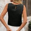 Women's Casual Fashion Round Neck Sleeveless Side Slit Cotton Linen Vest Shirt Top